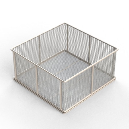 Anysizebasket Rectangular Wire Mesh Basket: 12Lx12Wx6H, 304 SS, 1/4 Rod Frame, No Handles, Mesh: 4 x .063 TMT-120120060-N04S
